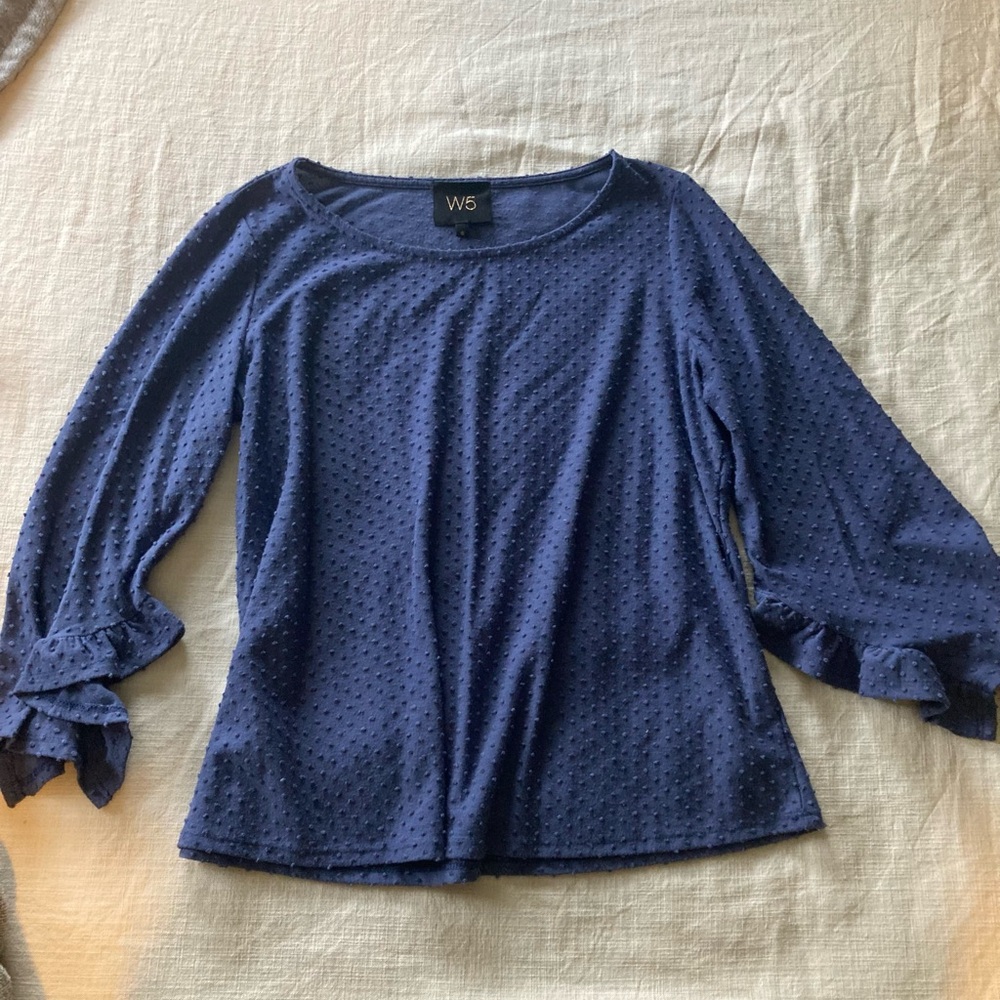W5 Women's Navy Textured Blouse